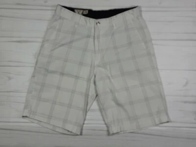 Chino corto Volcom para hombre 32 ventanas panel cuadros blanco/negro informal frente plano Foto 1 de 4