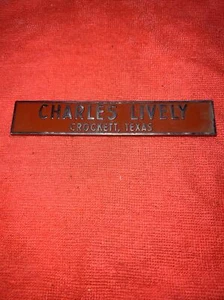 Vintage Charles Lively dealer Car Emblem Badge Metal Placard - Bild 1 von 2