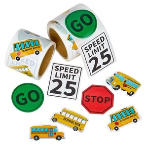 School Bus Stickers - 200 Pack School Bus Theme Designs - Arts and Crafts - Picture 1 of 7