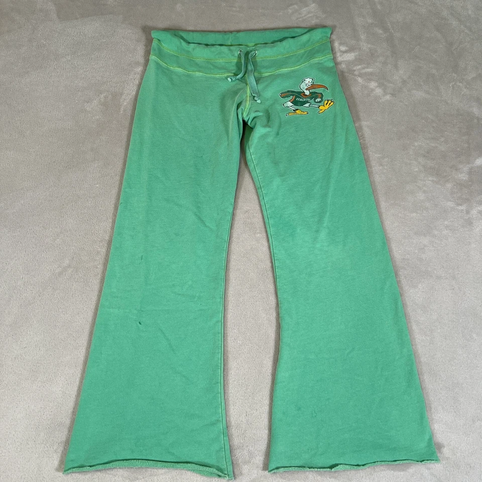Pantalones deportivos Miami Hurricanes marca retro bóveda universitaria cordones verdes para mujer M Foto 1 de 4