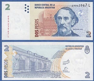 Argentina 2 Pesos P 352 UNC ND (2002) Serie "L" 2012 - Picture 1 of 1