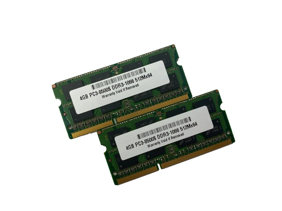 8GB 2 x 4GB PC3-8500 DDR3 1066MHz Laptop SODIMM Memory RAM Apple Dell HP Lenovo - Image 1 of 1