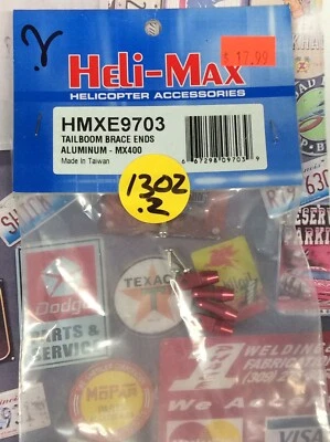 HELI-MAX HMXE9703 Tail Boom Brace Ends Aluminum: MX400 NewInPack USA Shipped - Image 1 of 4