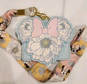 Loungefly Disney Minnie Mouse Bow Floral Figural Lanyard ID Holder NEW - Picture 1 of 9