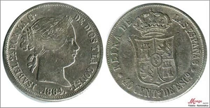 España Isabel II 40 centimos 1864 Madrid Ag MBC 424 - Bild 1 von 1