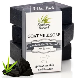 Southern Natural Activated Charcoal Soap Bar 3 Pack Face and Body Soap For Se... - Picture 1 of 7