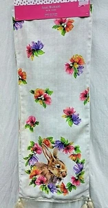 NEW ISAAC MIZRAHI FLORAL TABLE RUNNER BUNNY RABBIT COLLECTOR  EASTER 14" x 72"   - Picture 1 of 4
