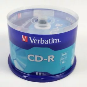Verbatim Rohlinge CD-R Discs 700MB/80min 52x Spindel silber 50 Stück Markenbeschriftet - Bild 1 von 1