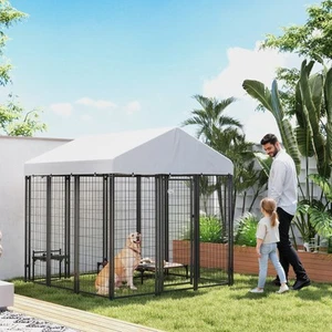 Outdoor Dog Kennel, Dog Playpen Enclosure with Roof, 6' x 6' x 6' - Picture 1 of 11