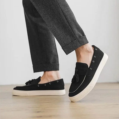 Tassel Mens Loafer Slip on Faux Suede Casual Business Driving Flat Shoes British - Image 1 of 4