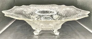Vintage Cambridge Footed Cut Glass Flared Bowl Flowers & Lattice Pattern 12.5” - Picture 1 of 9