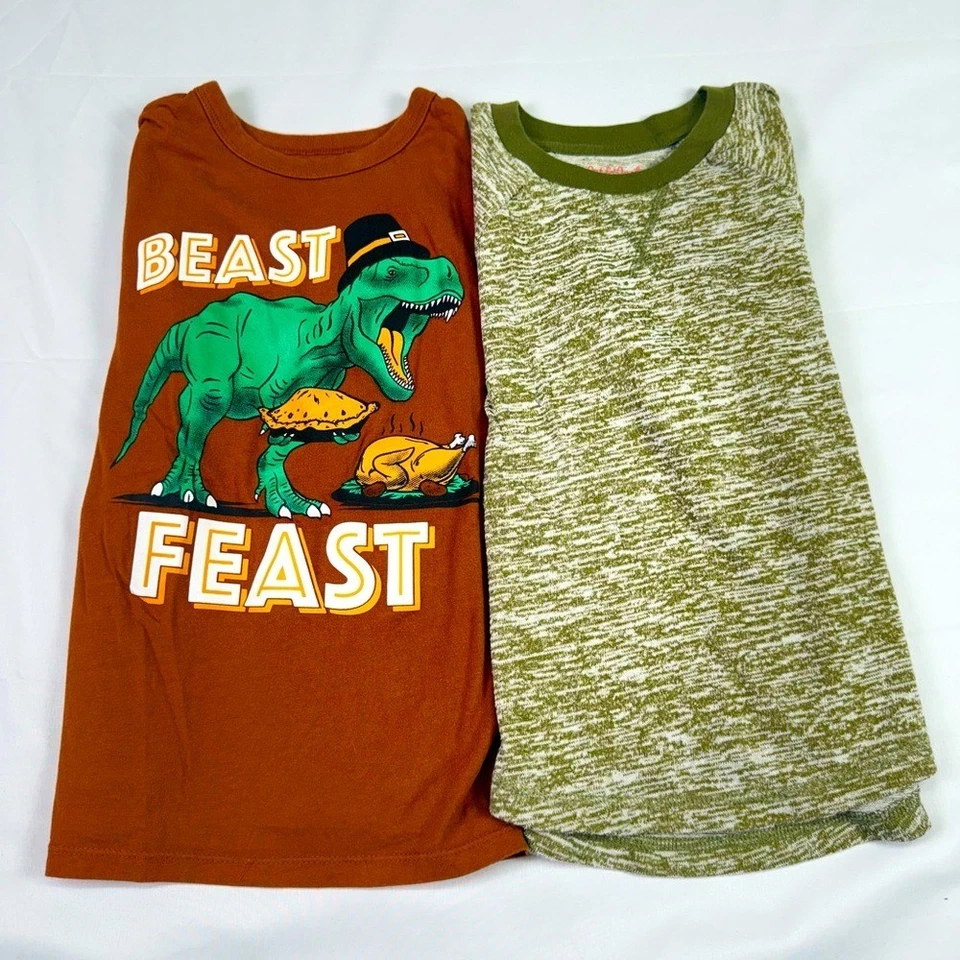 Children's Place Cat & Jack Lot of 2 long sleeve youth shirts size 5/6 Dinosaurs - Image 1 of 4