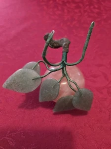 Vintage chinesischer Hartstein Pflaume oder Apfelzweig mit Blättern - Bild 1 von 6