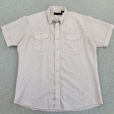 Panhandle тонкий рубашка мужская XL 17,5 Western в полоску карманы на пуговицах короткий рукав - Изображение 1 из 4