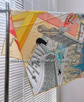 Sallys Boutique 18 Momme Twill Silk Wrap Scarf Room Print Double Face Shawl 35" - Image 1 of 4