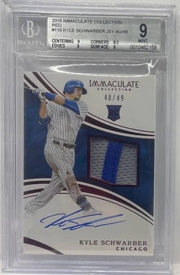 2016 IMMACULATE RC KYLE SCHWARBER ROOKIE PATCH AUTO AUTOGRAPH RED #/49 BGS 9 RPA - Image 1 of 2