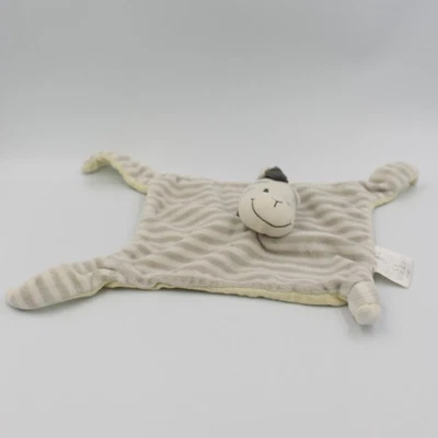 Doudou plat zèbre gris jaune BABOU - 9974 - Photo 1/2