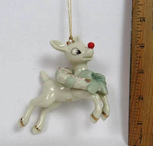2002 Lenox Rudolph's Festival Flight Weihnachtsschmuck 24kt Goldrand 3 3/4" - Bild 1 von 24
