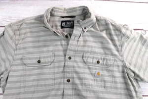 Carhartt Grau Herren XL Loose Fit Button Down Tasche Kurzarm Cropped - Bild 1 von 9