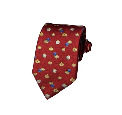 BVLGARI Hombre Rojo Árabe Turbante Estampado 100% Seda 7 Pliegues Lujo Corbata Cuello Usada en Excelente Condición Foto 1 de 4