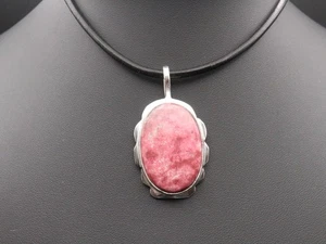 GJ69 GW THULIT PINK *OVAL* XL  SCHMUCKSTEIN SILBER-ANHÄNGER +*TOP* +KETTE / LEDE - Bild 1 von 2