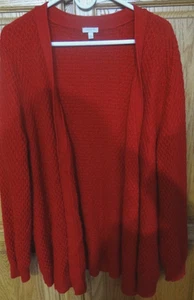 EUC WOMANs TALBOTS RED KNIT OPEN CARDIGAN SWEATER -- X-LARGE XL - Picture 1 of 5