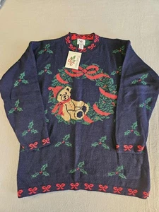 Nuevo con etiquetas Suéter Tejido Cuello Redondo Cascanueces KMart De Colección Talla L Para Mujer Osos y Lazos - Imagen 1 de 10