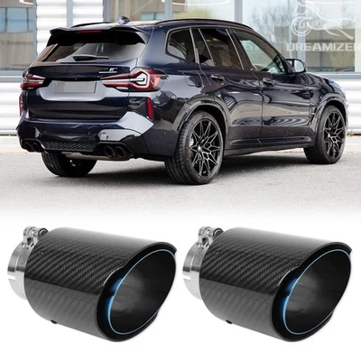 Puntas de escape de fibra de carbono real de 2,5" de entrada de 3,5" para X3 X4 X5 X6 M40i M60i Foto 1 de 4