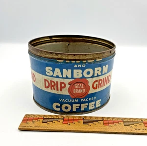 Vintage Chase und Sanborn Drip Grind Vakuumverpackt Ein Pfund Kaffeedose mit Deckel - Bild 1 von 8