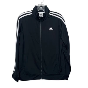 Adidas Full-Zip Track Jacket Womens XL Black White Stripes - Picture 1 of 9