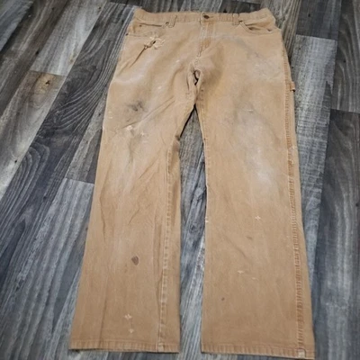 Vintage Dickies Carpenter Pants 34x32 Faded Tan Workwear Heavy Distressing - Image 1 of 4