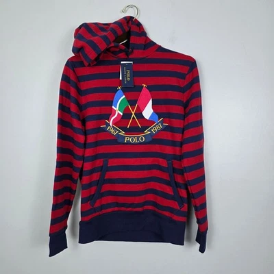 NWT Polo Ralph Lauren CROSS FLAG ANNIVERSARY Striped Hoodie Logo Sweatshirt - Image 1 of 4
