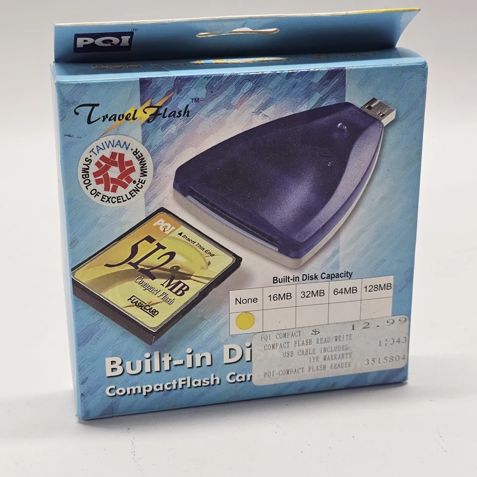 Travel Flash PQI Compact CF Flash Camera Memory Card USB Transfer Adapter   - Image 1 of 2