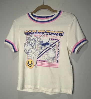 Camiseta Sailor Moon Ringer para mujer con gráfico Luna y Artemisa mediana, ropa híbrida nueva con etiquetas Foto 1 de 4
