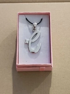 Collana con nome unisex ciondolo lettera C iniziale alfabeto metallo cordino - Foto 1 di 1