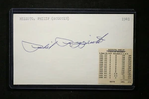 Phil Rizzuto Hall of Fame Hand Signed Index Card w/ Lifetime Stats - Picture 1 of 3