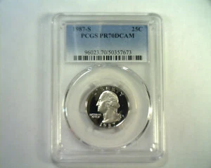 1987-S WASHINGTON QUARTER PCGS PR 70 DCAM DEEP CAMEO NICE TOP POP FINEST KNOWN - Bild 1 von 2