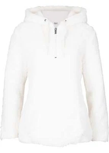 Teddy-Fleecepullover Gr. 44/46 Wollweiß Damen Langarm Kapuzen-Pullover Neu - Bild 1 von 1