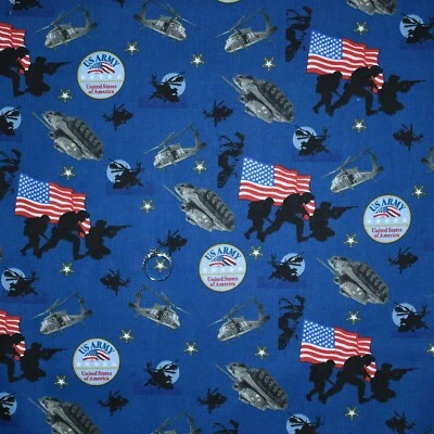 BonEful Cotton Quilt US Army American Military Flag Navy Seal Helicopter L SCRAP - Image 1 of 4