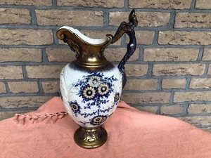 Antiker Wasserkrug Krug Kobaldblau / Gold Trademark England ? Einzigartig  - Bild 1 von 10