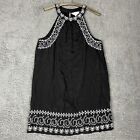 Stitch Fix’ Market & Spruce Womens S Embroidered Halter Black Dress White Detail