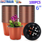 100pcs 6 Inch Plastic Plant Flower Pots Seedlings Garden Plant Pot 15cm Nursery