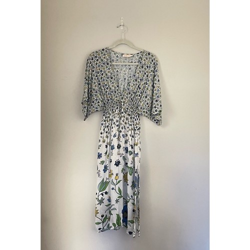 Abito da spiaggia midi floreale Tory Burch taglia XS prendisole in vita impero