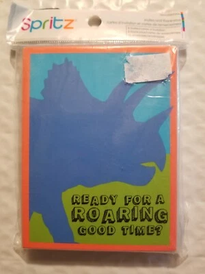 Dinosaur Party Invitations +Thank You Notes + Envelopes Roaring Good Time - Image 1 of 2