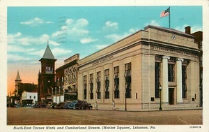 Postal Market Square Lebanon Pennsylvania 9th and Cumberland PA pm 1947 - Imagen 1 de 2