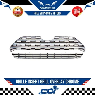 New Grille Insert Grill Overlay Chrome, ABS Plastic For 2019-2024 Toyota RAV4 - Image 1 of 2