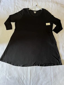 Women’s Terra & Sky Long Sleeve Swing Dress Black Size 3X - Picture 1 of 6