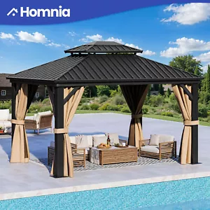 12x10 ft Gazebo Canopy Hardtop Double Roof Galvanized Steel Waterproof Outdoor - Picture 1 of 11