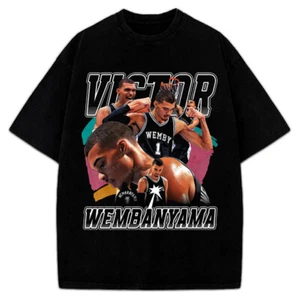Victor Wembanyama Wemby 90's Vintage Style Retro Graphic Design T-Shirt - Picture 1 of 10