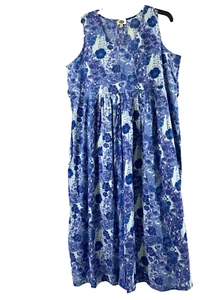 Catalog Classic Maxi Dress Womens XL Blue Floral Cottagecore Summer Sleeveless - Picture 1 of 10